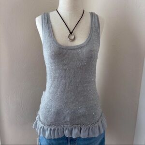 Aeropostale Silver Sequin Y2K Knit Tank Top